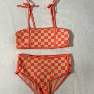 Cat & Jack Orange Checkered Kids Bikini